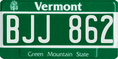 VT license plate BJJ862