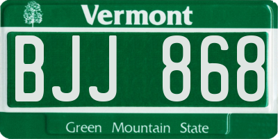 VT license plate BJJ868