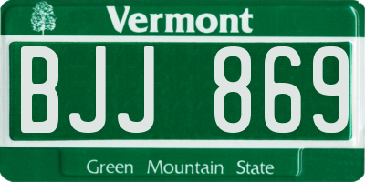VT license plate BJJ869