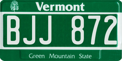 VT license plate BJJ872