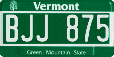 VT license plate BJJ875