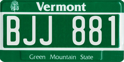 VT license plate BJJ881