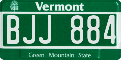 VT license plate BJJ884