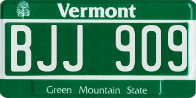 VT license plate BJJ909