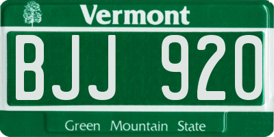 VT license plate BJJ920