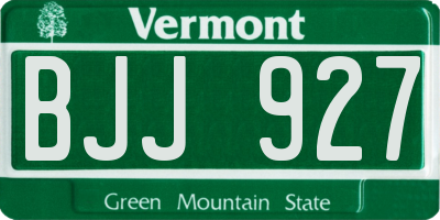 VT license plate BJJ927