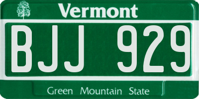 VT license plate BJJ929