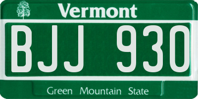 VT license plate BJJ930
