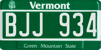 VT license plate BJJ934