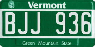VT license plate BJJ936