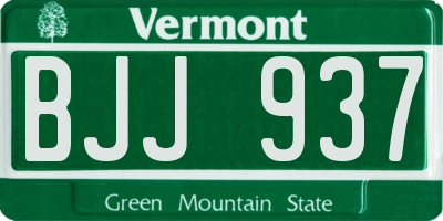 VT license plate BJJ937