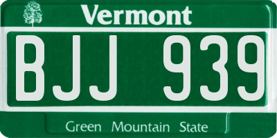 VT license plate BJJ939
