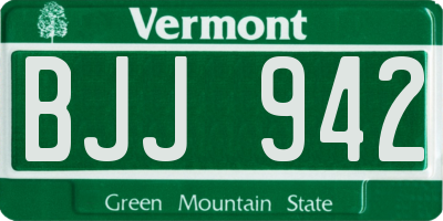 VT license plate BJJ942