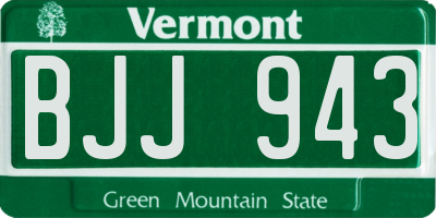 VT license plate BJJ943