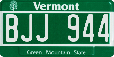 VT license plate BJJ944