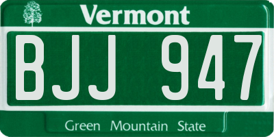 VT license plate BJJ947