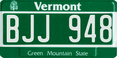 VT license plate BJJ948