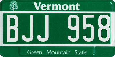 VT license plate BJJ958