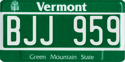 VT license plate BJJ959