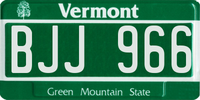 VT license plate BJJ966