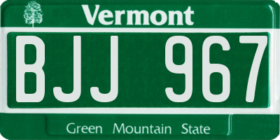 VT license plate BJJ967