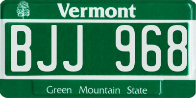 VT license plate BJJ968