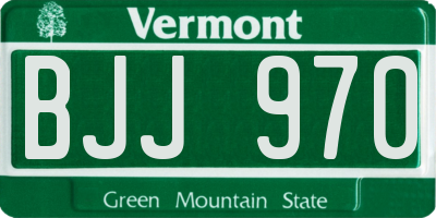 VT license plate BJJ970