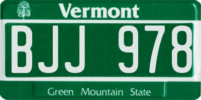 VT license plate BJJ978