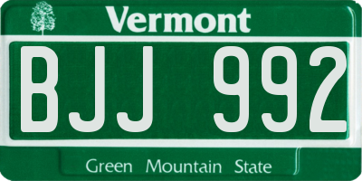 VT license plate BJJ992