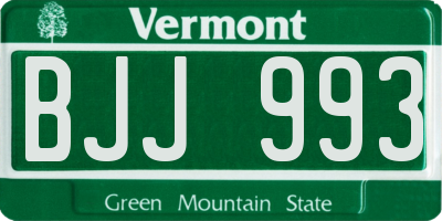 VT license plate BJJ993
