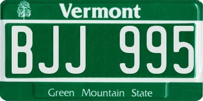 VT license plate BJJ995