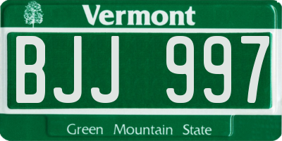 VT license plate BJJ997