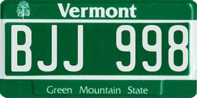 VT license plate BJJ998