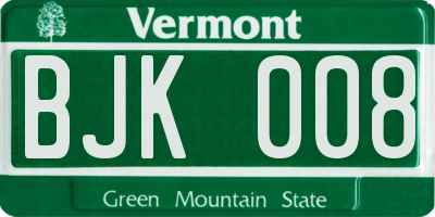 VT license plate BJK008