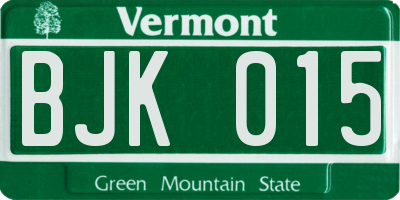 VT license plate BJK015