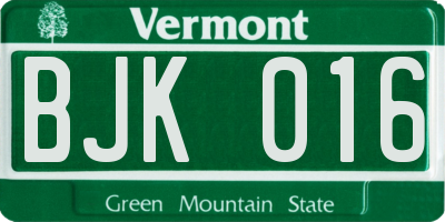 VT license plate BJK016