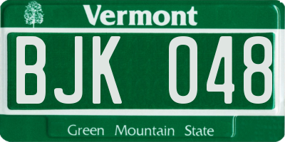 VT license plate BJK048