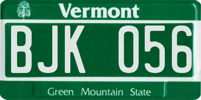 VT license plate BJK056