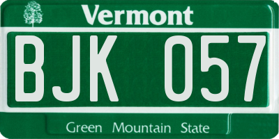 VT license plate BJK057
