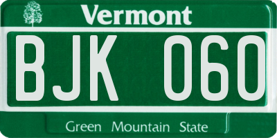 VT license plate BJK060