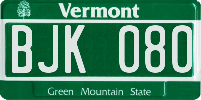 VT license plate BJK080