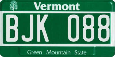 VT license plate BJK088
