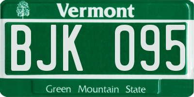 VT license plate BJK095