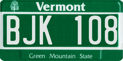 VT license plate BJK108
