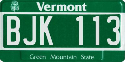 VT license plate BJK113