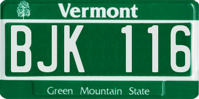 VT license plate BJK116