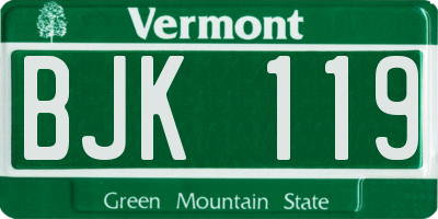 VT license plate BJK119