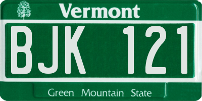 VT license plate BJK121