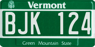 VT license plate BJK124