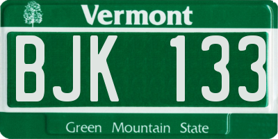 VT license plate BJK133